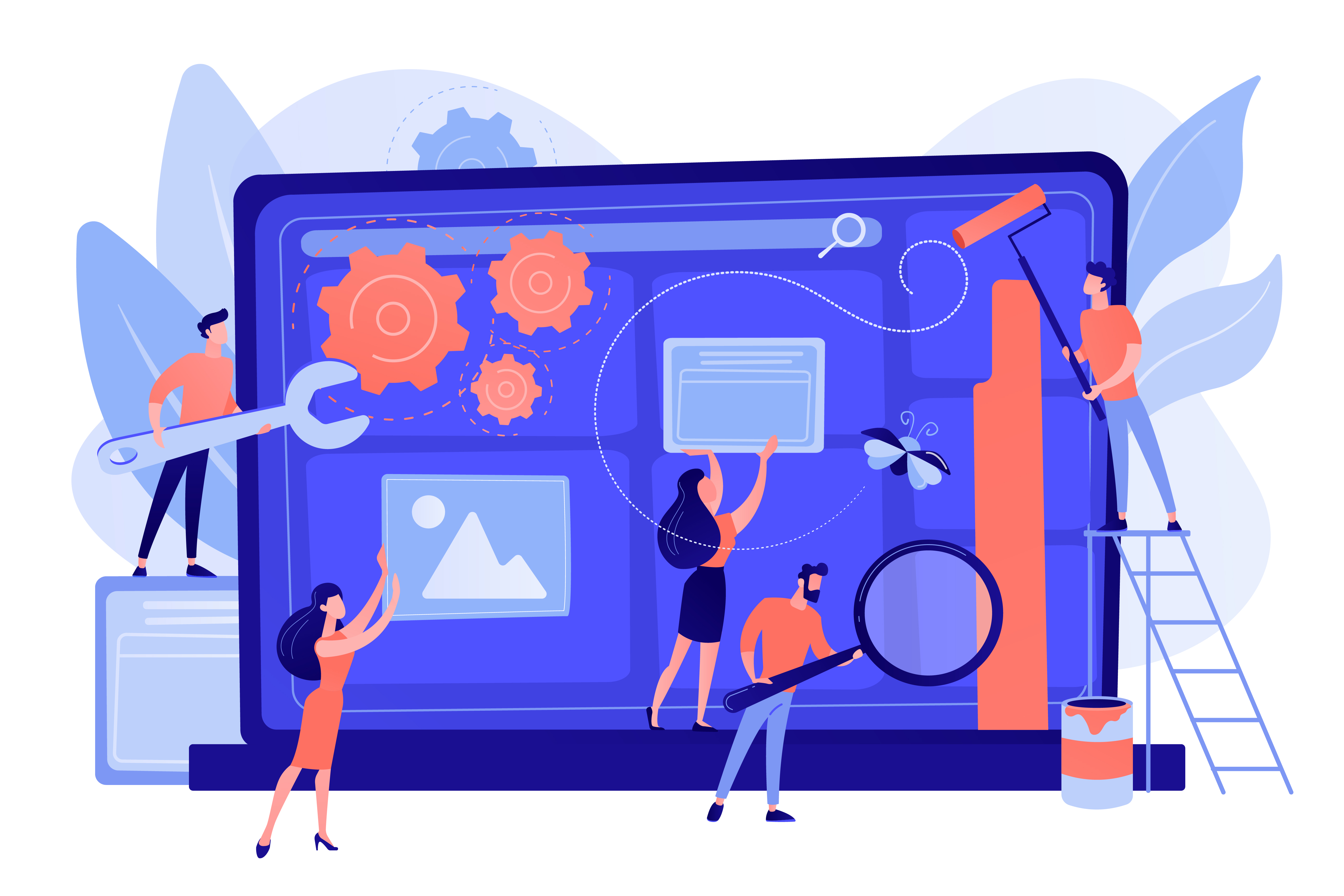 Startup team collaborating